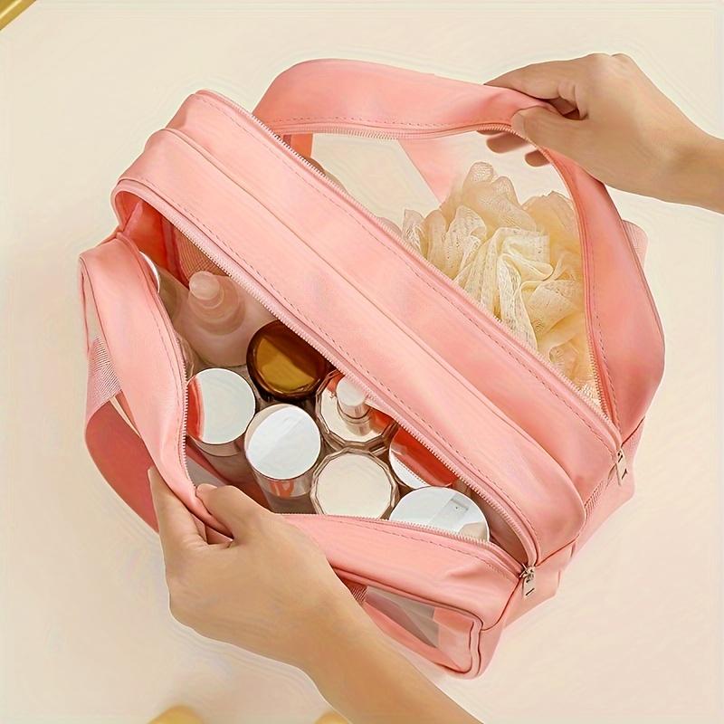 Double-Layer Waterproof Toiletry Bag - Transparent Dry & Wet Separation Cosmetic Organizer, Lightweight Travel Wash Bag for Women & Men