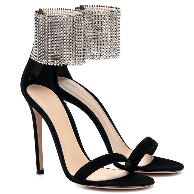 

Новые летние сандалии на шпильке, женские туфли со стразами и пряжкой на ремешке, черные туфли на высоком каблуке, женские модные сандалии Sandalias De Las Mujeres 35