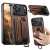 SUTENI Fashion Wrist Strap Ring Buckle Faux Leather Card Holder Stand Phone Case For iPhone 18 ProMax 17 Air 16 Pro 15Plus Retro Style Protective Case