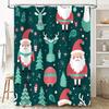 Winter Christmas Shower Curtain Decorations Santa Claus Reindeer Design 180Cm Long Waterproof Fabric Bathroom C