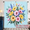 Fresh Spring Bouquet Theme Print Drapes Room Darkening Window Curtains for Home Decor,Rod Pocket Blackout Curtains Bedroom