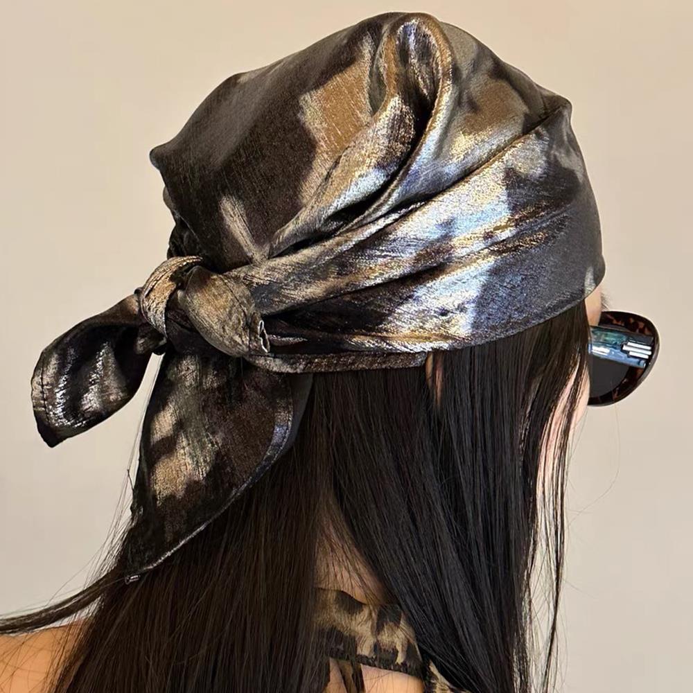 HOT Luxury Bandana Soft Neckerchief Hijab Hair Scarves Bandana Neck Kerchief Y2K Hair Shawl Wrap Hair Bands Ribbon Headband