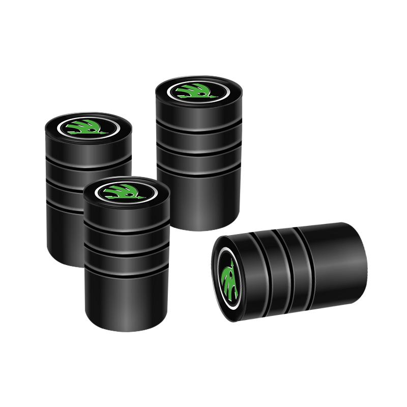 RBK5  4Pcs Metal Car Wheel Tire Valve Caps Stem Case Covers Accessories For Skoda Kodiaq Octavia Enyaq iV Scala Superb Karoq Vision RS