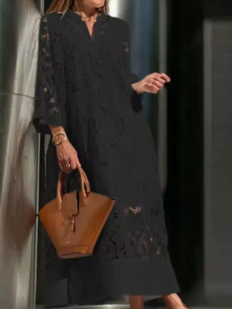 

Элегантное белое кружевное платье макси с коричневыми аксессуарами для женщин 4XL чёрный