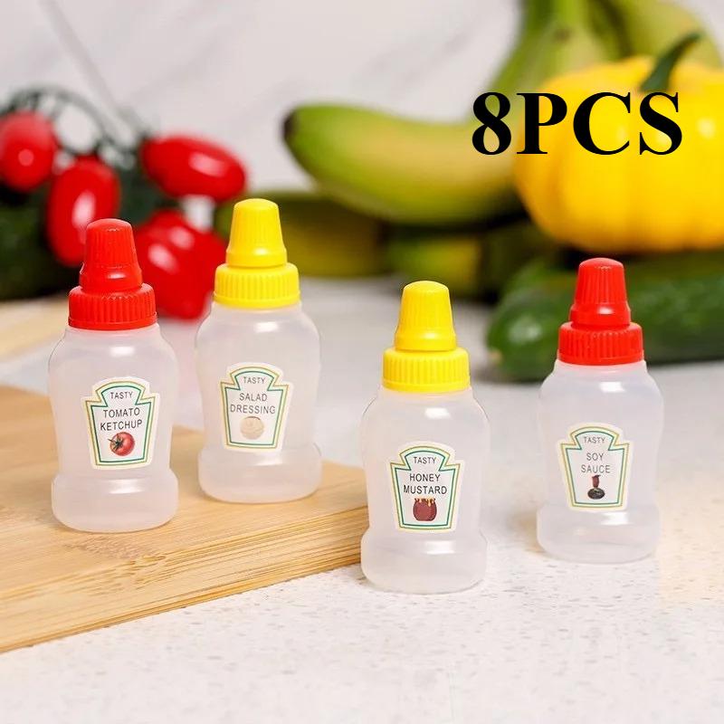 

8PCS Mini Tomato Sauce Bottle, 25ml Seasoning Squeeze Bottle, Plastic Portable Container Bottle, Suitable for Adults, Offices