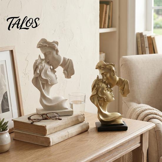 Resin Art Decoration Couples Kiss Sculpture, Abstract Couple Sculpture Home Decor, Minimalist Double-sided Face Statue Decoration, Romantic