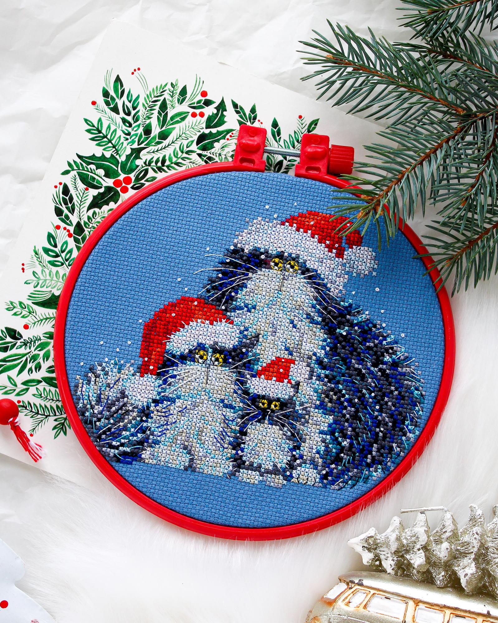 

Набір для вишивання хрестиком Абріс Арт Коти trio 150*150mm