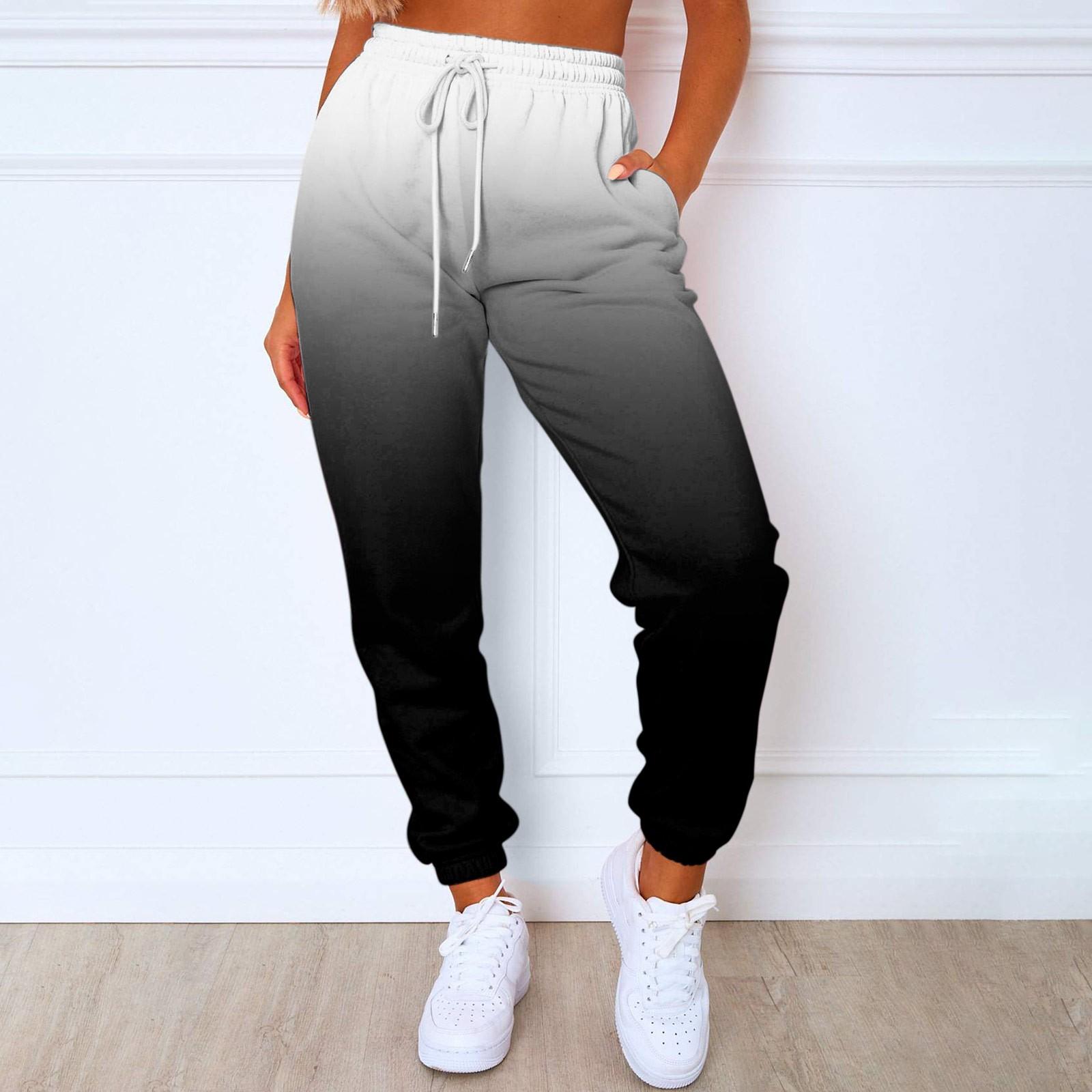 

Женские модные спортивные повседневные спортивные штаны с карманами и шнурком с принтом L чёрный