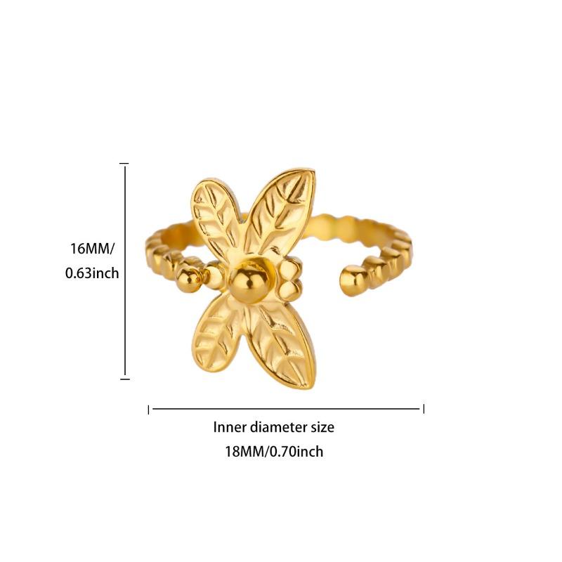 Fashion Design Sense Gold-plated Diamond Butterfly Love Open Copper Ring Women's Fashion Versatile Ring Hand Jewelry