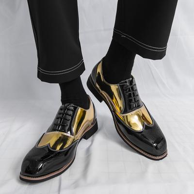 Móda Klasický Retro Styl Oxfordské Boty Módní Barevný Blokování Ležérní Kožené Brogue Boty Značkové Pánské Svatba Business Kancelářské Boty