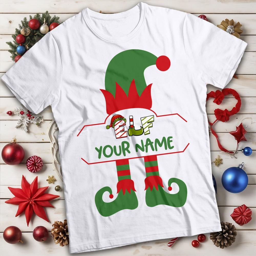 Personalised Unisexs And Unisexs Elf Hat Christmas Tshirt Tee Mc