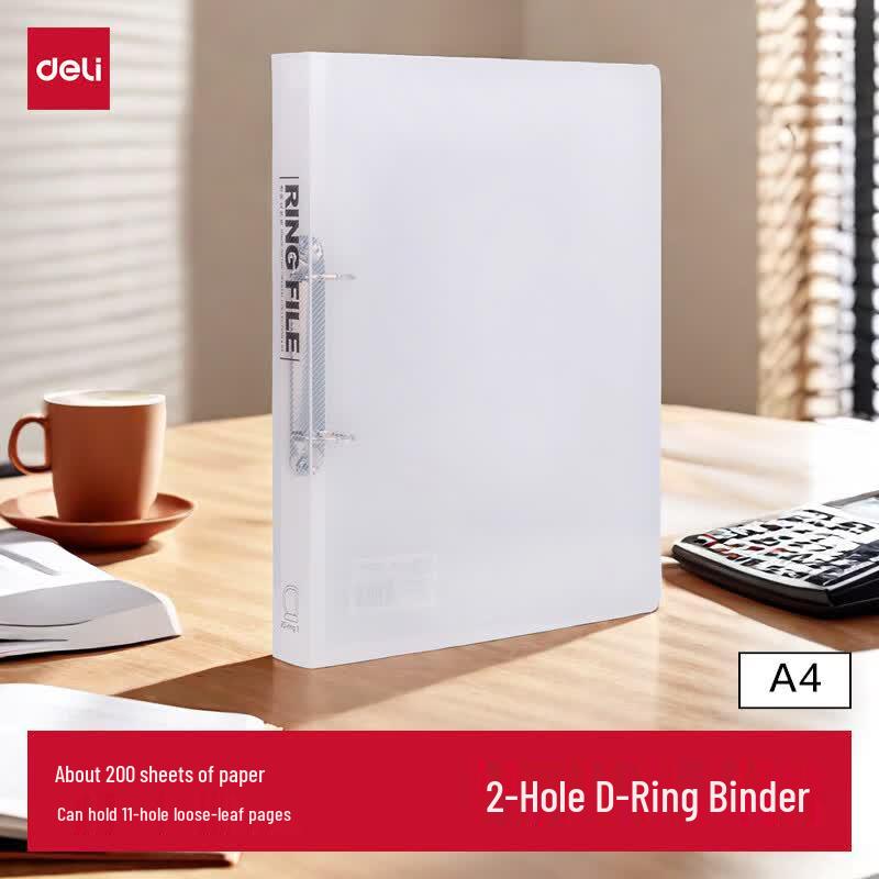 Deli A4 2-Hole D-Ring Transparent Loose-Leaf Folder