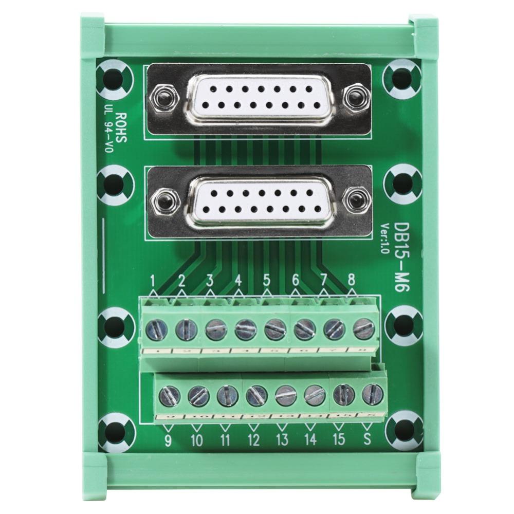 DB15-M6 DB15 DIN Rail Double Female Head Terminal Block Board Terminal Block  Equipment Wiring
