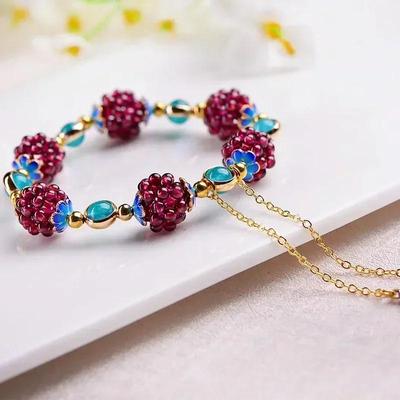 Vintage Creative Fashion Bohemia Natural Garnet Stone Ethnic Bracelet Multi-Circle Pomegranate Crystal Charming Bracelet Gifts