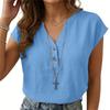 Women’s Casual Loose Fit Button Front Short Sleeve Blouse Relaxed V Neck Lightweight Top Suitable for Everyday Wear