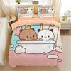 Cute Bear Bedding Set, Bubu Dudu Bear Printed Duvet Cover for Kids Boys Girls Teens,Cartoon Animal Pattern Quilt Cover Single