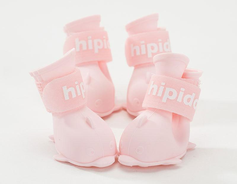

4Pcs/Set Cartoon Puppy Dog Shoes Rain Boots Waterproof Foot Covers Pet Rain Shoes Dog Shoes for Small Dogs L рожевий