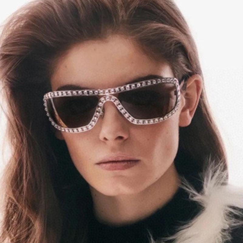 Luxury Brand Designer Rectangle Diamond Sunglasses Women For Men Popular Vintage Crystal Steampunk Sun Glasses Metal Shade Uv400