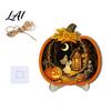 Cool Patterned Ornaments Halloween Door Sign Glowing Ghost Hanging Decor Wooden LED Window Reusable Party Supplies Ornament for Party Spooky
