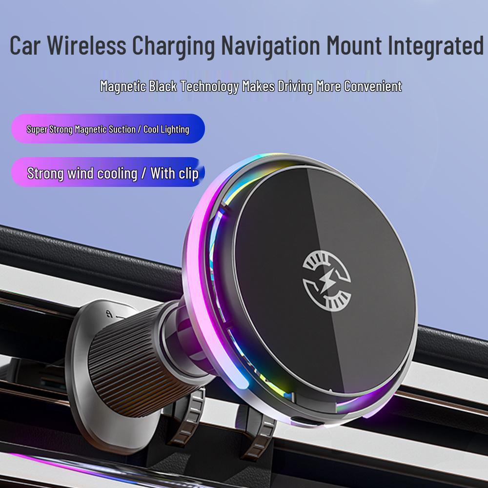 QI2 Magnetic Wireless Car Charger & Phone Holder with RGB Lights