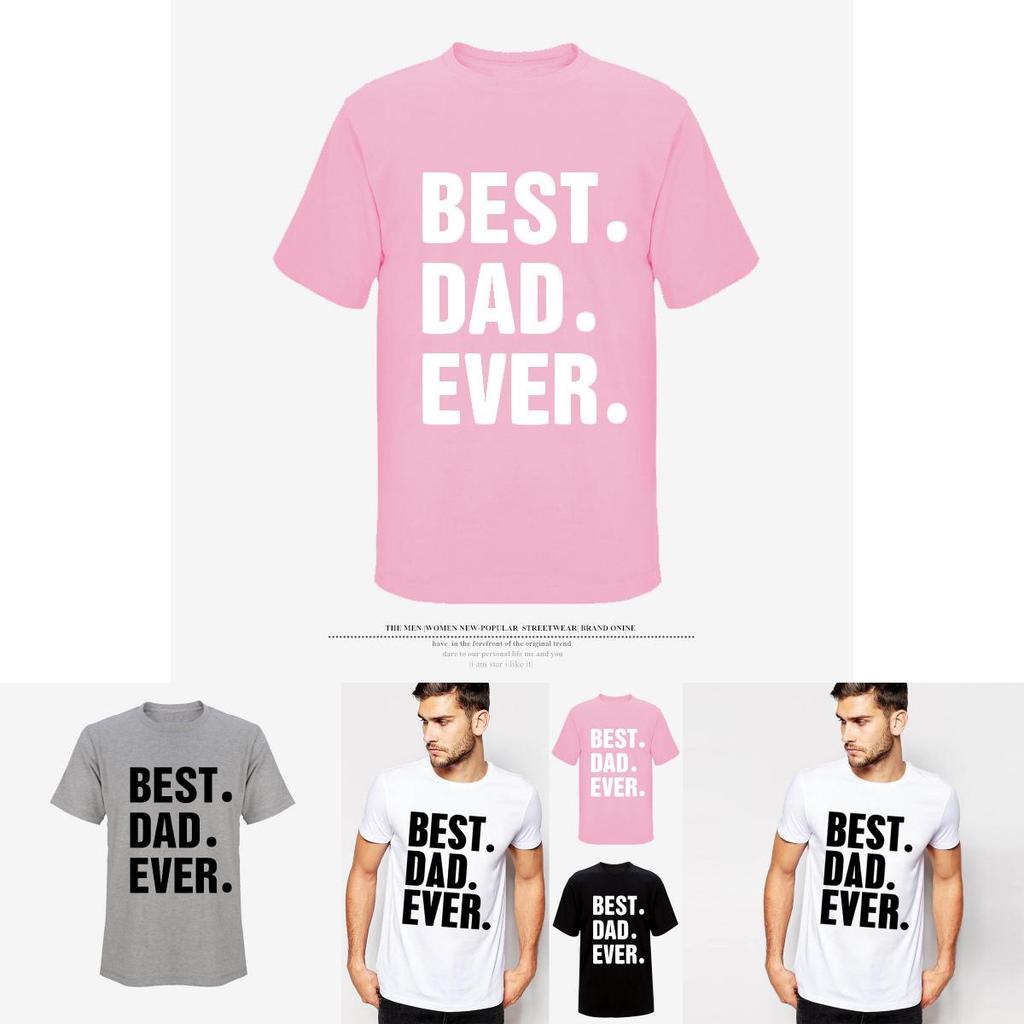 Dad Best Ever Printing Men Casual Tshirt Short Sleeve Summer Cotton Tops Tee
