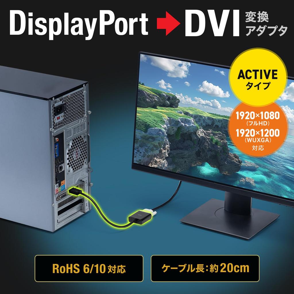 Sanwa Supply DisplayPort to DVI Adapter (Active Type) AD-DPDVA02