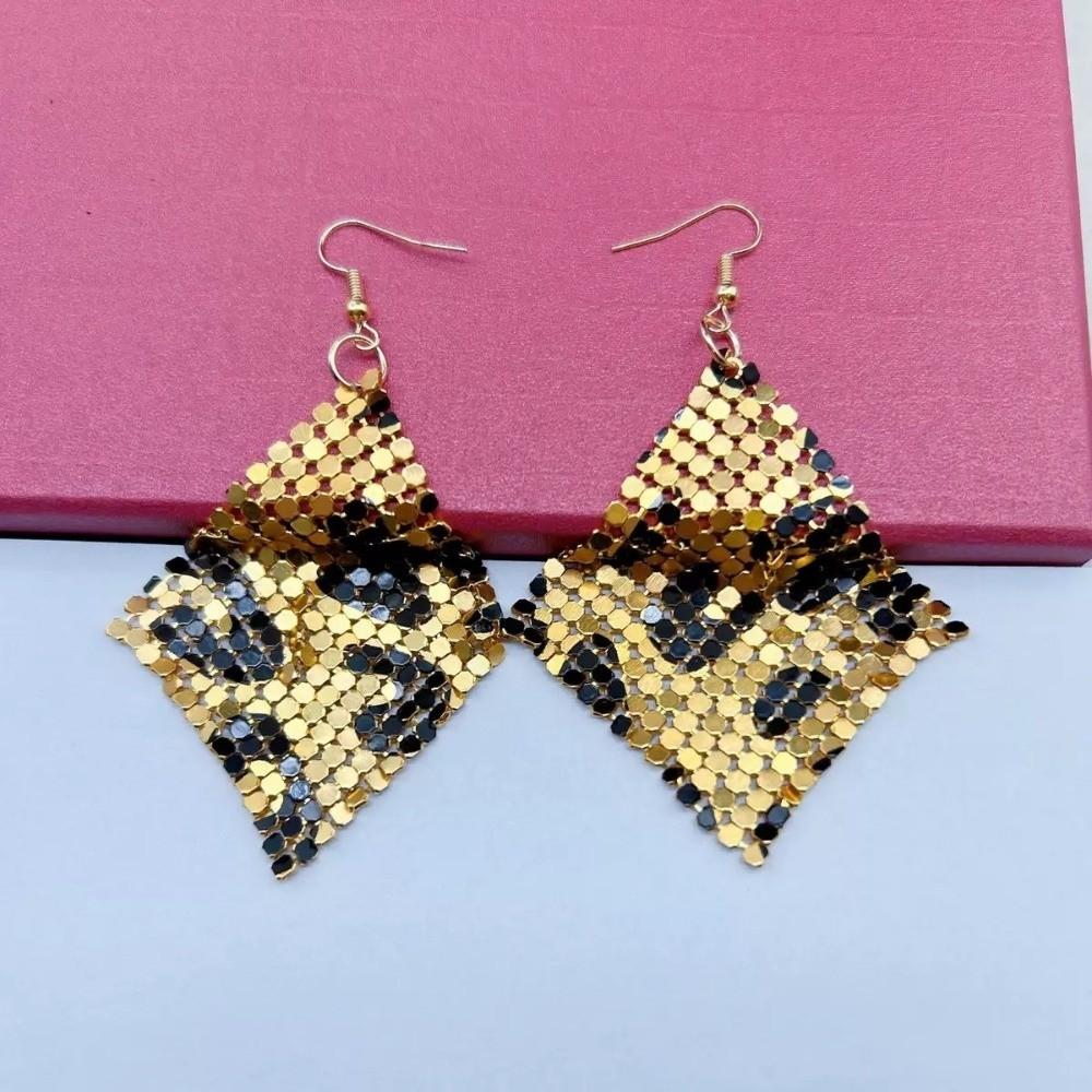 Exaggerated Geometry Metal Sequins Earrings Dangling Pendant Earrings Music Festival