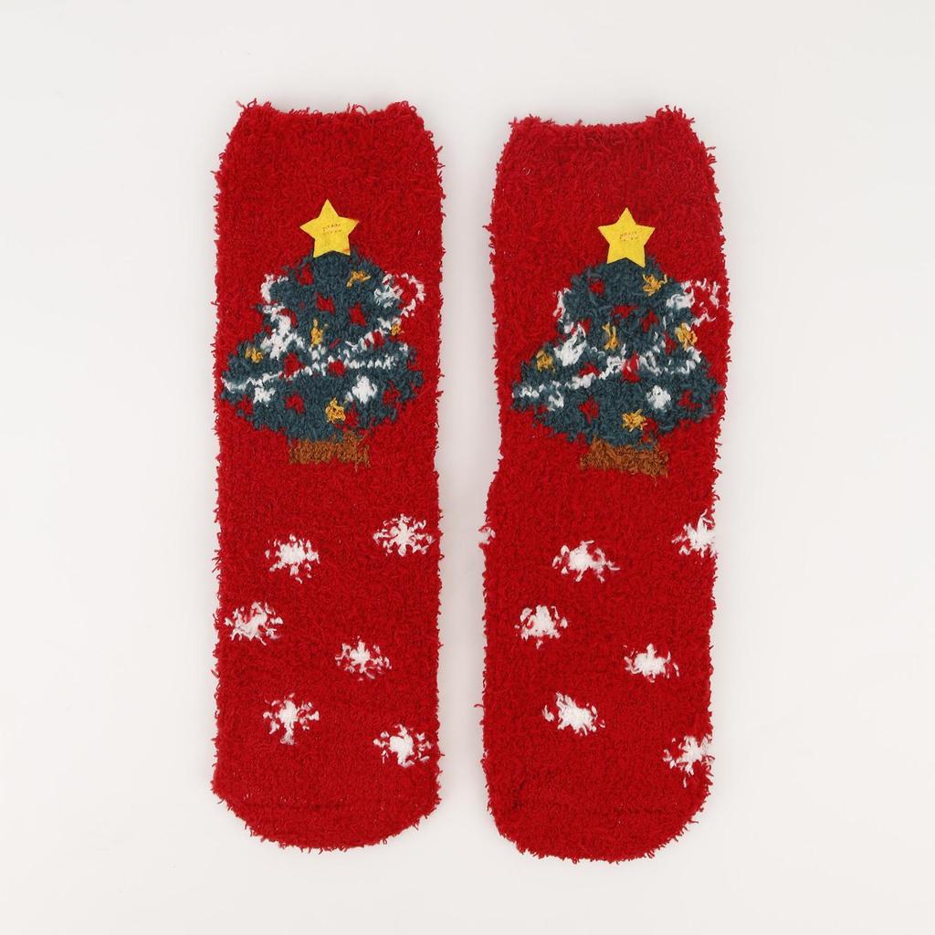 Christmas Cartoon Coral Fleece Sleep Socks - Thickened Velvet-Lined Floor Socks