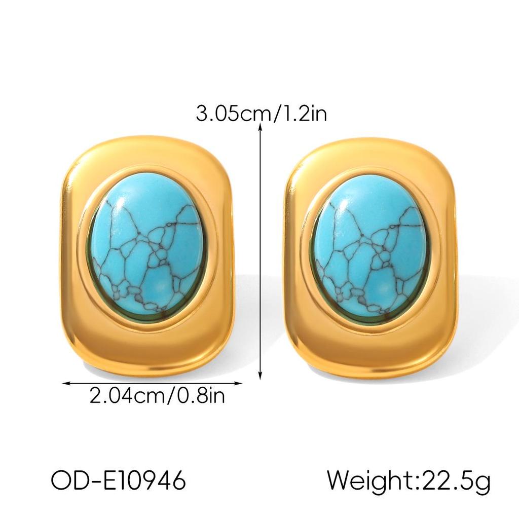 Retro Edelstahl 18k Gold Ohrringe: Nicht verblassende Titan-Ohrstecker, INS-Stil Leichter Luxusschmuck für Frauen