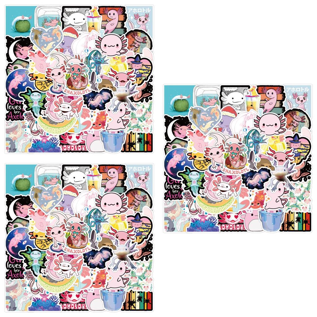 Cute Axolotl Stickers 50 Waterproof Cartoon Decals For Diy Laptop Phone Suitcase