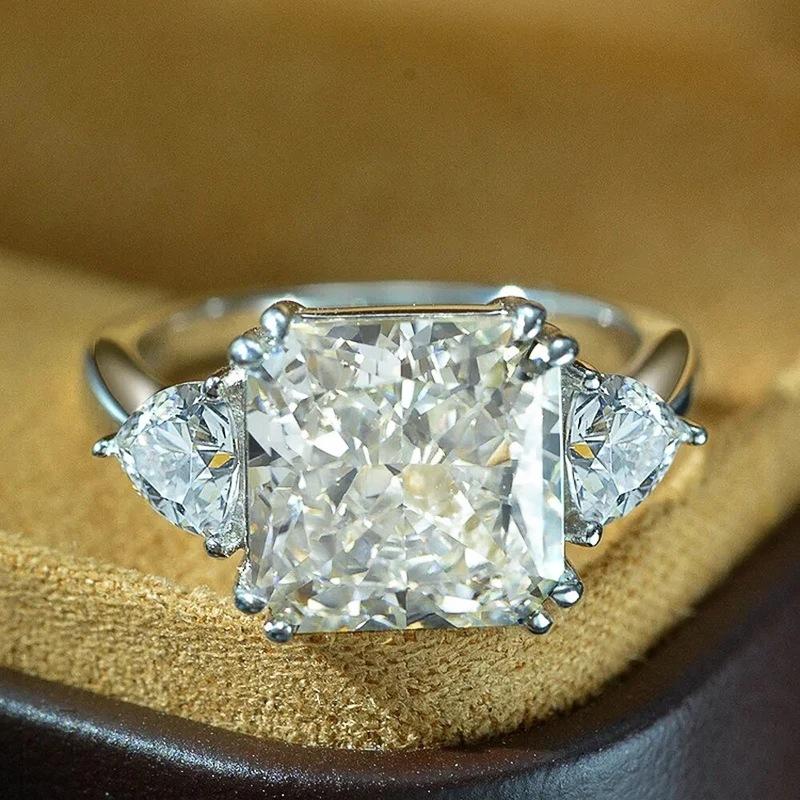 Ny Glitrende Firkantet Geometrisk Design Ringlys Luksus Personlig Mote Stil Forlovelses- og Bryllups Tilbehør