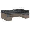 Garden Sofa Set with Cushions and Storage 9 Pcs Grey Poly Rattan