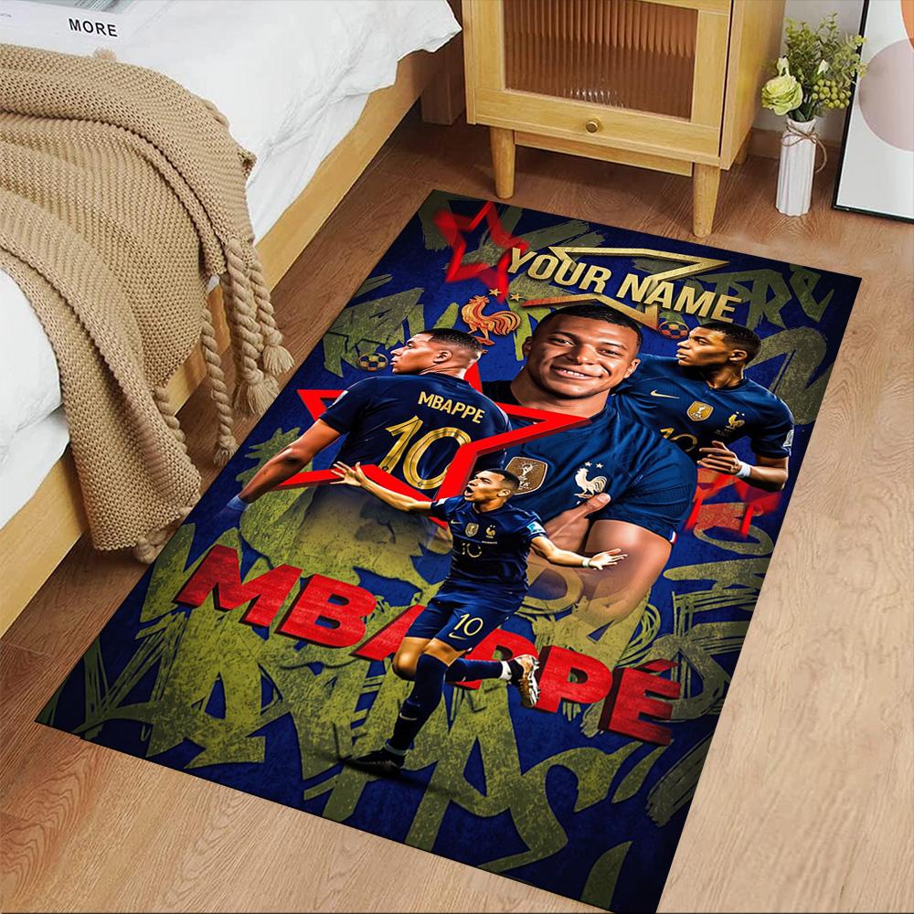 Mbappé Customizable Name Carpet Design for Foyer Study room Dormitory Hallway Antislip Carpet Anime Office Decor Best for Christmas