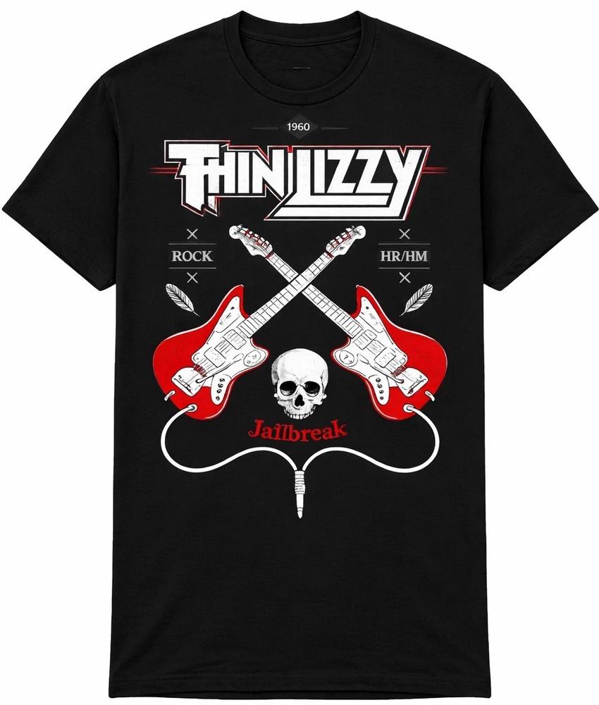 Thin Lizzy Jailbreak Black T Shirt Unisexs Rock Band Graphic Tee 1960 UK S