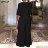VONDA 2PCS Women 3/4 Sleeve Blouse and Pants Casual Elegant Two Piece Suit Sets