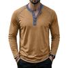 Men's Henley Long Sleeve T Shirt Raglan Color Contrast Stitching Button Placket Solid Casual Pullover Tops Spring Autumn Daily Tees