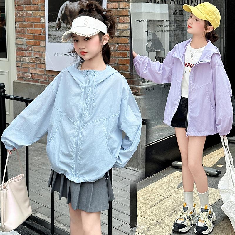 Girls Lightweight Uv Protection Sun Jacket Kids Summer Outdoor Outerwear