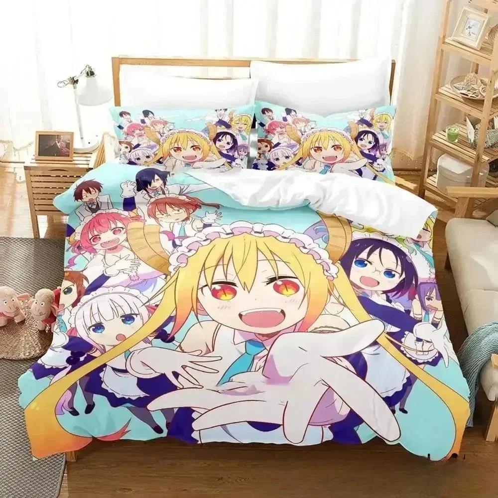 3D Miss Kobayashi's Dragon Maid Bedding Set Duvet Cover Bed Set Quilt Cover Pillowcase Comforter King Queen Size Boys Adult