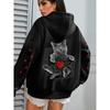 Kawaii Love Paw Cat Print Hoodies Woman Autumn Winter Y2k Streetwear Casual Hoodies Sweatshirts Tops Hoodie Pullovers