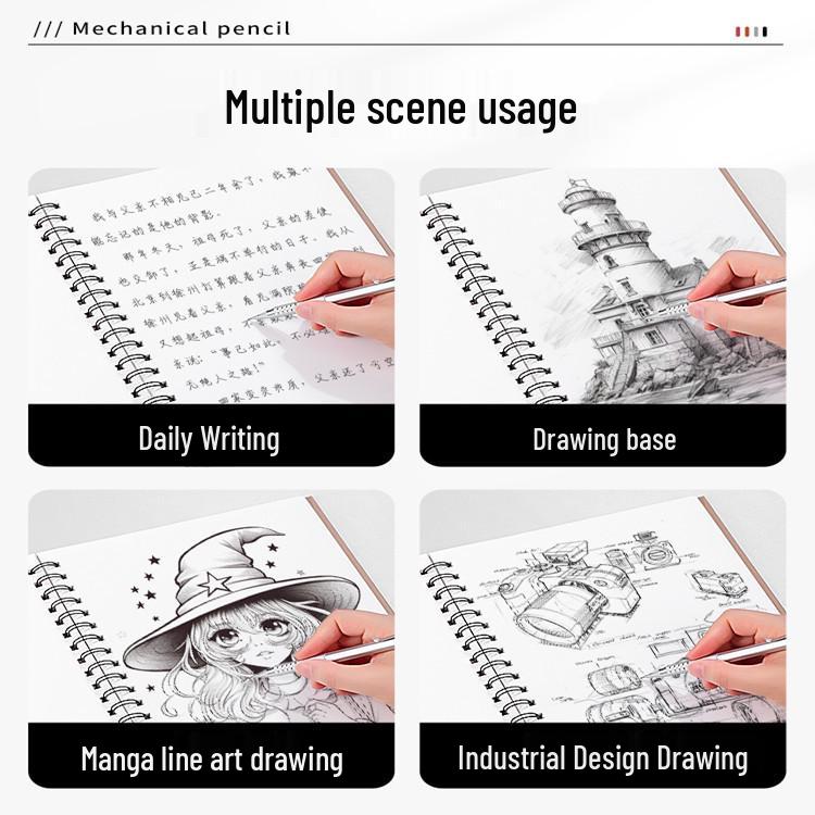 Low Center of Gravity Metal Mechanical Pencil for Professional Writing and Manga Drawing