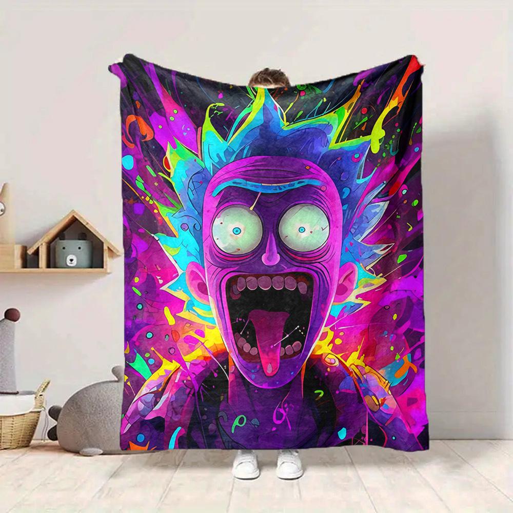1pc Rick Sanchez Blanket Lightweight Flannel Throw For Sofa, Bed, Travel, Camping, Livingroom, Office, Couch, Chair, And Bed