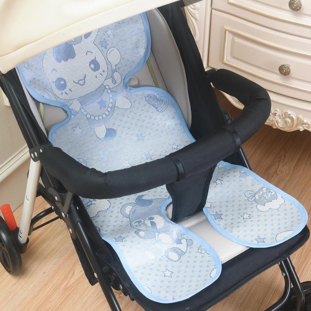 Baby 5-Point Stroller and High Chair Cool Mat - Linen and Rattan Design