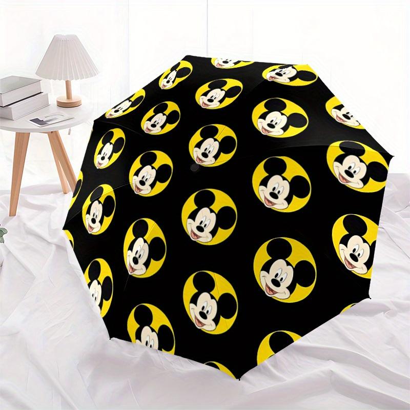 1pc Mickey Mouse Automatic Folding Umbrella - Portable Foldable Design with 8 Ribs, Durable Plastic & Iron Frame, Sturdy Ribsy250725017
