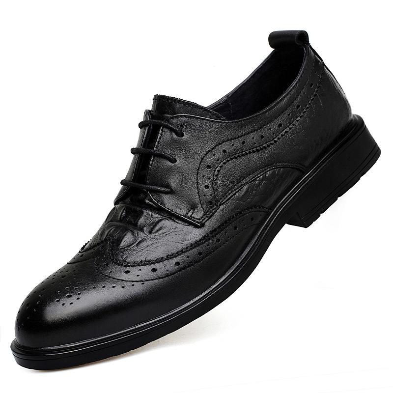 Leather Shoes Men's British Casual Trend Business Dress Engraved Youth Suit Wedding Shoes Crocodile Pattern Men's Shoes