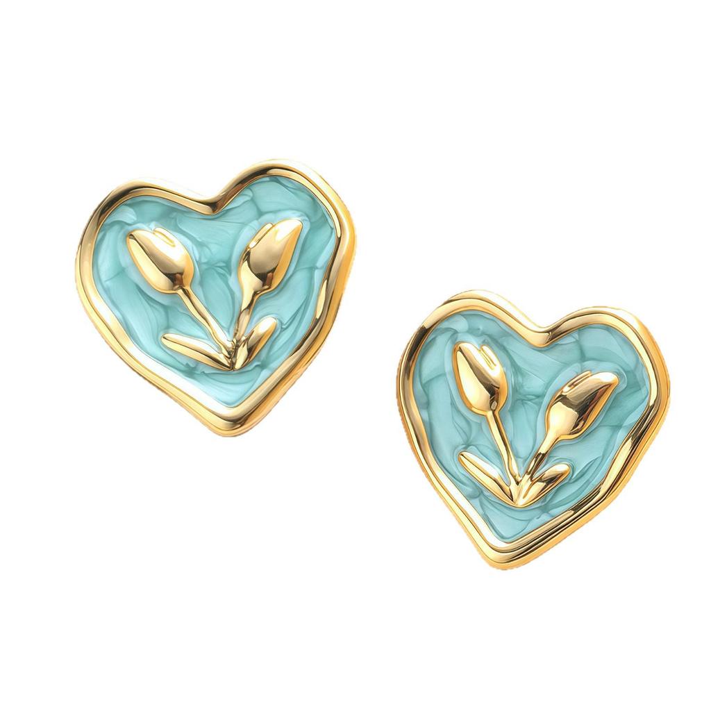 Minimalist Colorful Dopamine Tulip Stud Earrings In High-End Stainless Steel