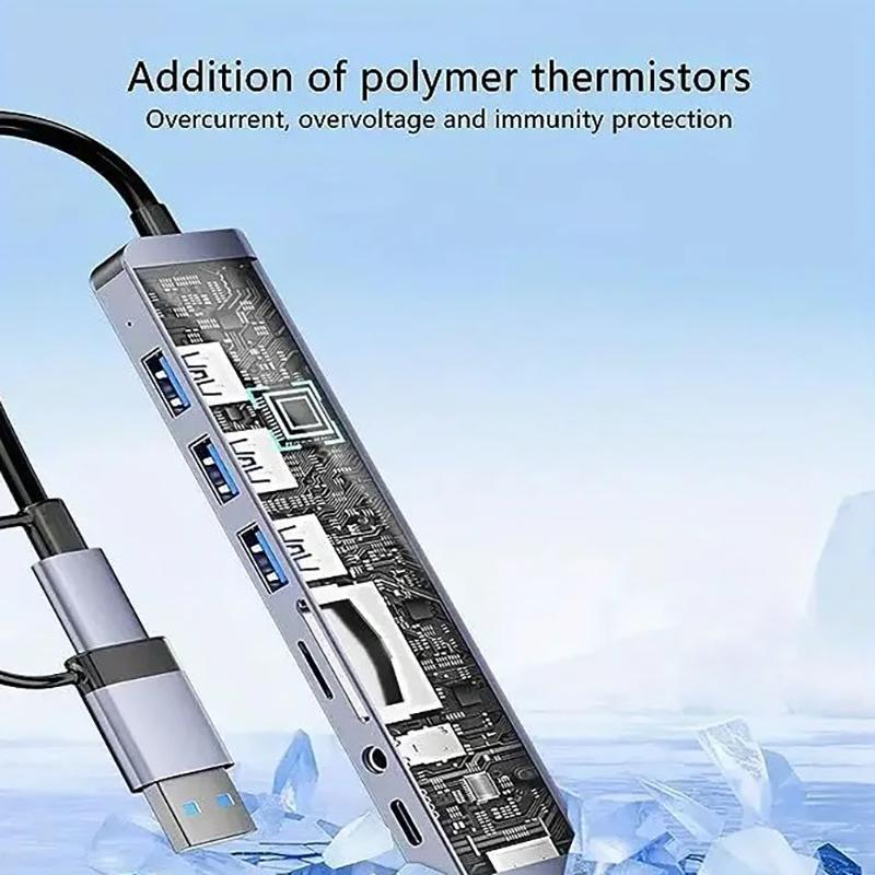 

8 в 2 USB-концентратор с разделителем карт-ридером, порт USB C, USB 3.0 / 2.0, разделитель карт-ридера SD/TF, док-станция