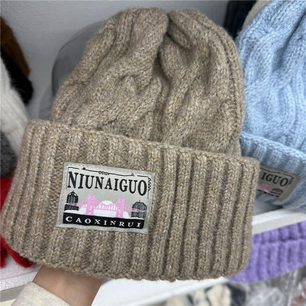 Wool Hat Women's Autumn and Winter Big Head Circumference Versatile Showing Small Face Thickened Loose Knitted Ear Protector Warm Cold Hat