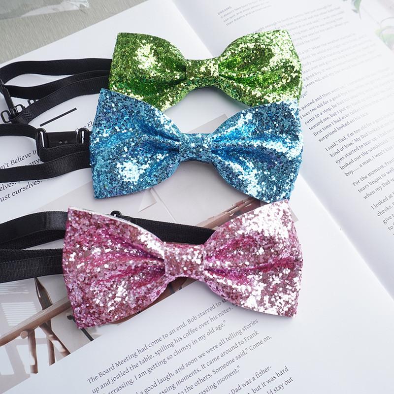 Sparkling Gold Glitter Resin Bow Tie Pin For Wedding And Party Wear