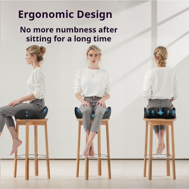 Ergonomic Thickened Memory Foam Seat Cushion for Office Chairs - Heavy-Duty Chair Pad with Removable Cover, Ideal for Lower Back