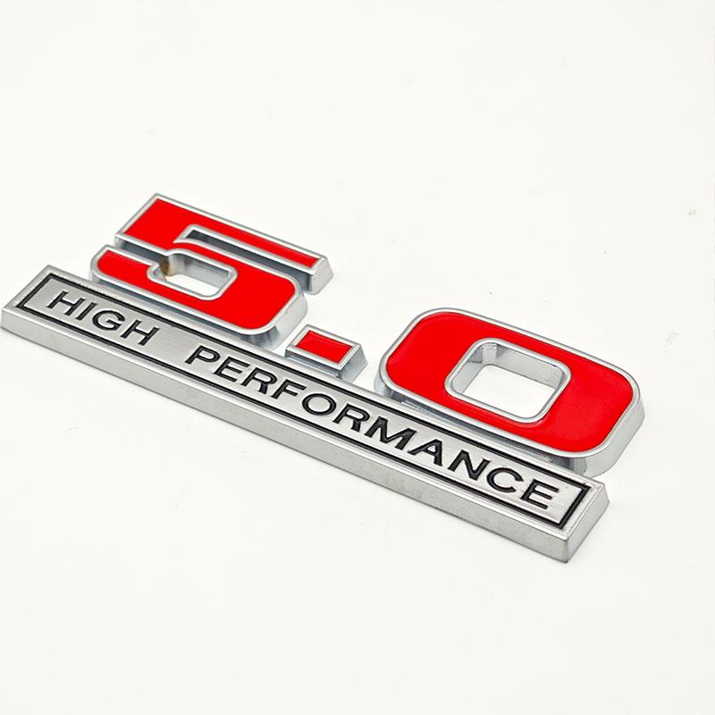 OKM20 3D Metal Red Chrome 5.0 High Performance Car Rear Trunk Stickers Front Grille Badge Emblem for Ford Mustang Accessories